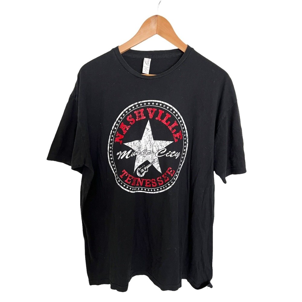 Nashville Converse Style Mens Size XL Black Graphic Short Sleeve Crew T-Shirt